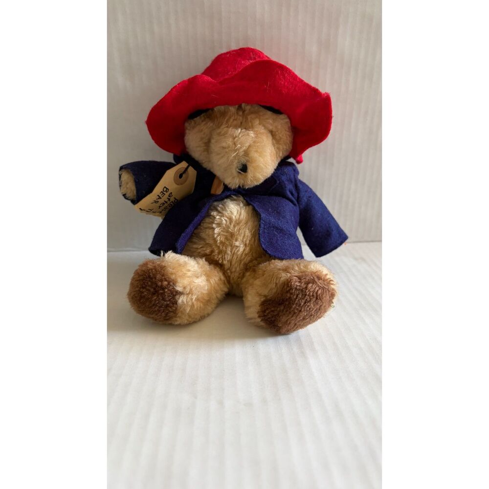 Vintage Paddington Bear Plush Eden Toys Red Hat Blue Coat Original Tag 1981